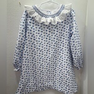 Cecil and Lou 5T smocked blue heart dress